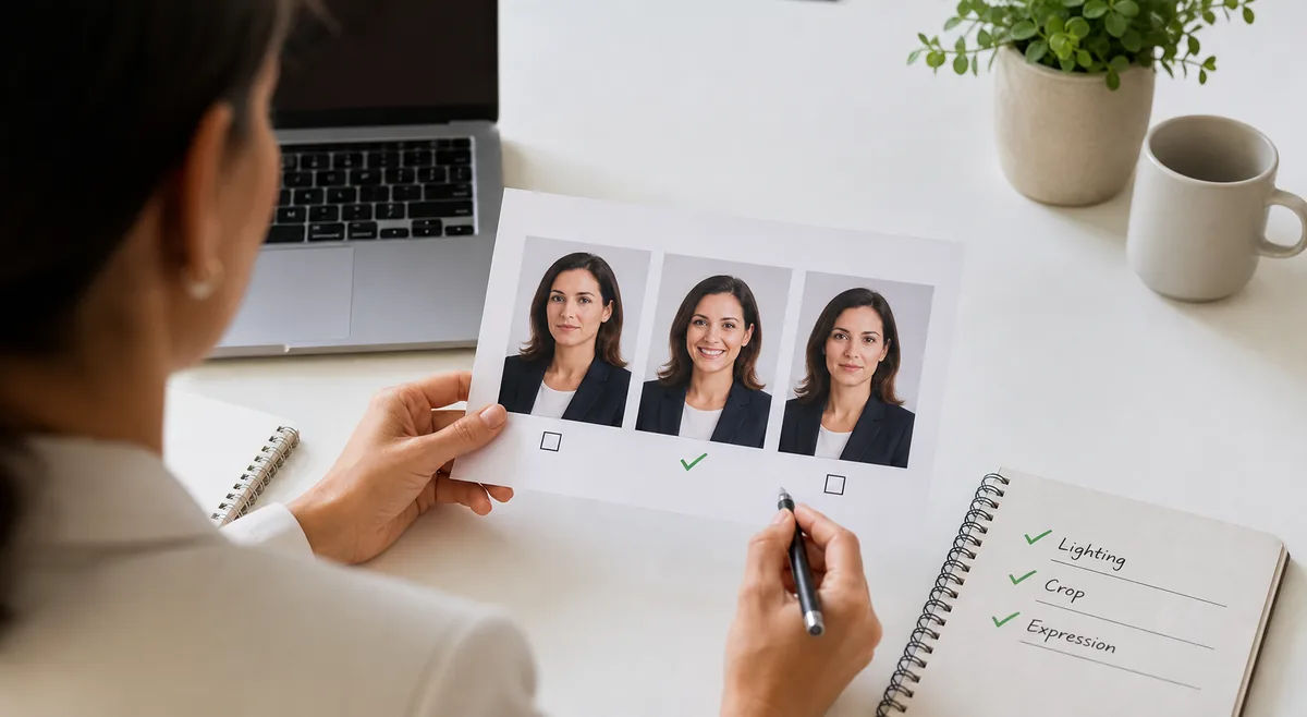 LinkedIn profile picture checker comparing professional headshot options